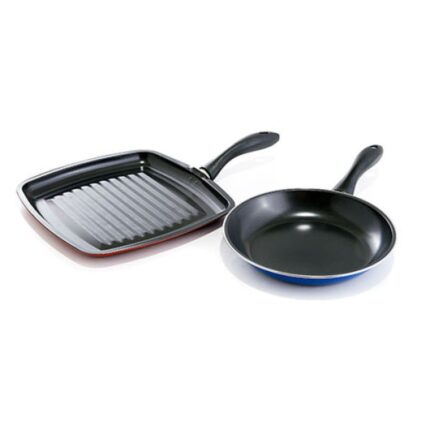GIBSON HOME 2PIECE NON-STICK STEEL FRY PAN AND GRIDDLE SET